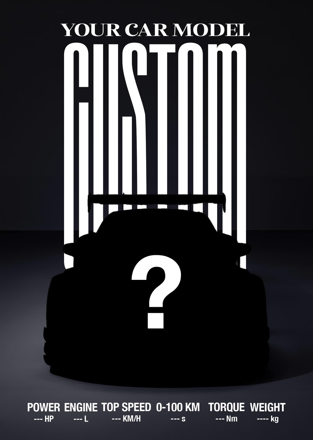 Custom car silhouette poster from the Wallscape collection