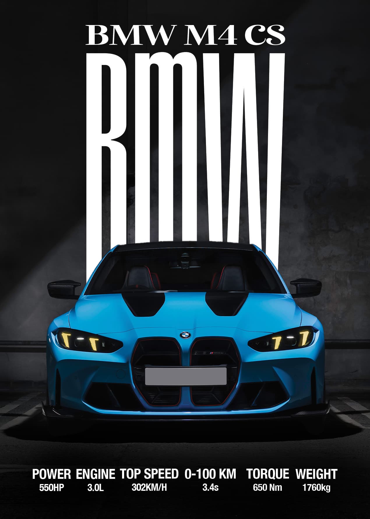 BMW M4 CS automotive wall art poster
